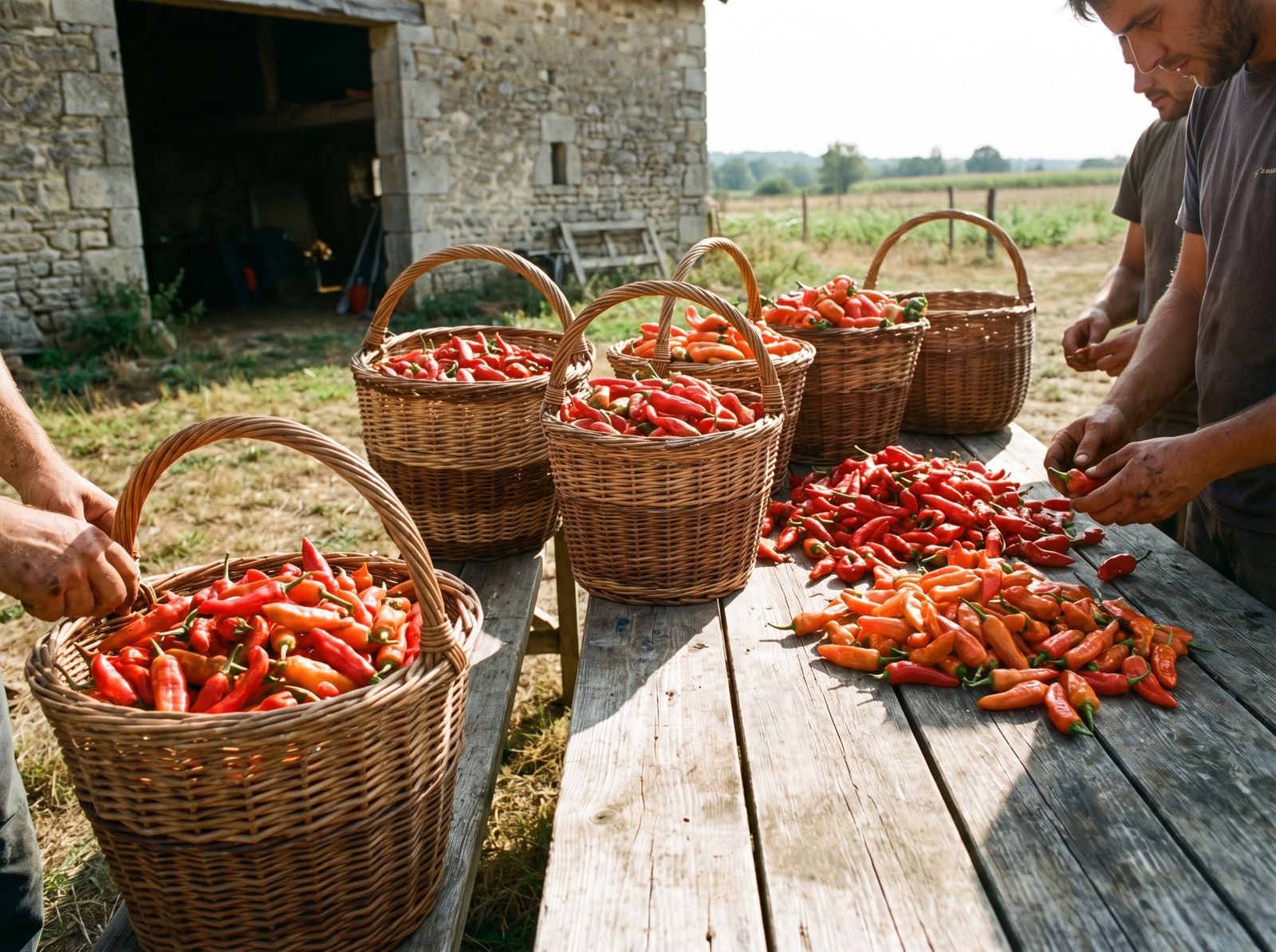 Piments fraîchement récoltés